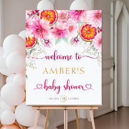 Póster Signo de bienvenida de Baby Shower para las flores