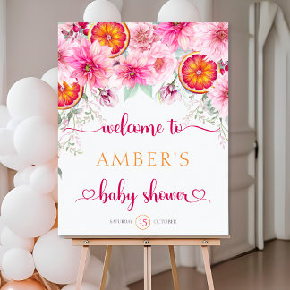 Póster Signo de bienvenida de Baby Shower para las flores