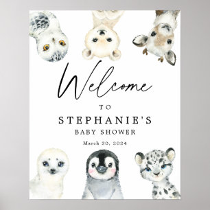Póster Signo de bienvenida de Baby Shower para los animal
