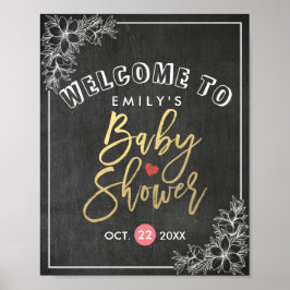 Póster Signo de bienvenida de Baby Shower para marco flor