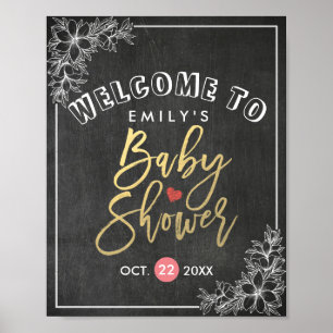 Póster Signo de bienvenida de Baby Shower para marco flor