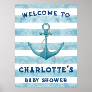 Póster Signo de bienvenida de Baby Shower para marinero a