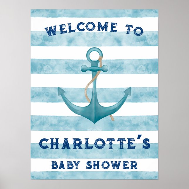 Póster Signo de bienvenida de Baby Shower para marinero a (Frente)