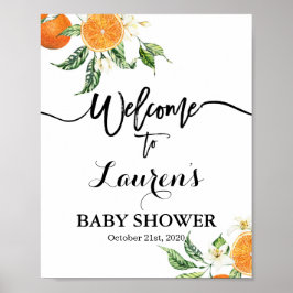 Póster signo de bienvenida de Baby Shower para naranjas