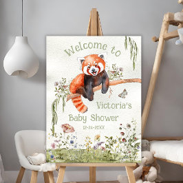 Póster Signo de bienvenida de Baby Shower para oso panda 