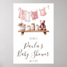 Póster Signo de bienvenida de Baby Shower para ropa de be