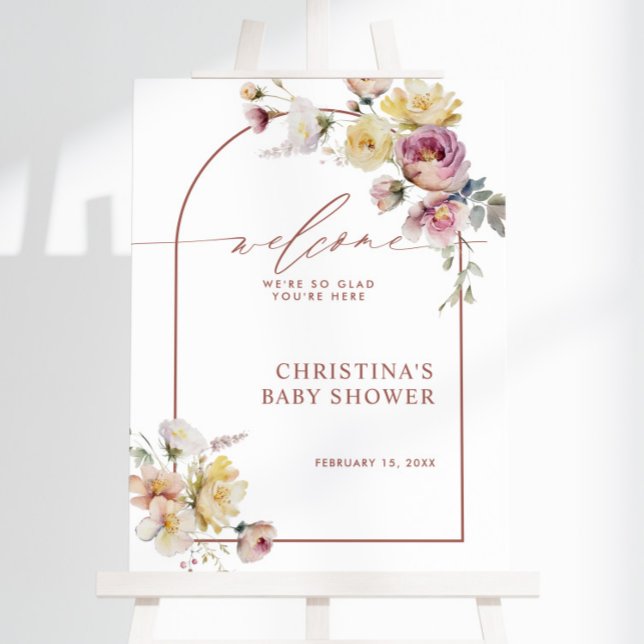 Póster Signo de bienvenida de Baby Shower para Rosa Boho  (Subido por el creador)