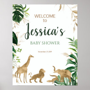 Póster Signo de bienvenida de Baby Shower para safari de