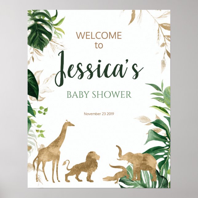 Póster Signo de bienvenida de Baby Shower para safari de  (Frente)