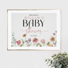 Póster Signo de bienvenida de Baby Shower para Wildflower