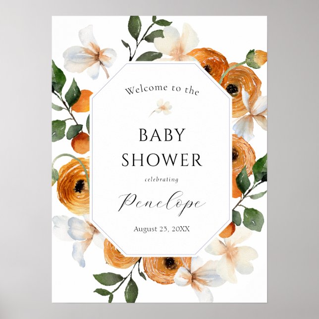 Póster Signo de bienvenida de Baby Shower personalizado n (Frente)