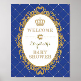 Póster Signo de bienvenida de Baby Shower Royal Blue & Go