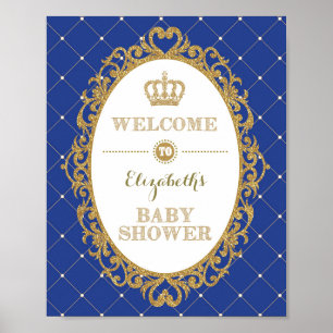 Póster Signo de bienvenida de Baby Shower Royal Blue & Go