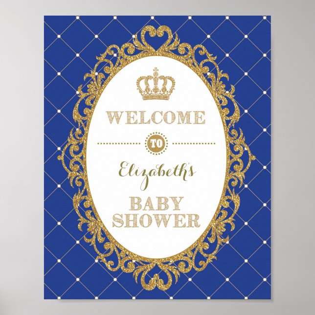 Póster Signo de bienvenida de Baby Shower Royal Blue & Go (Frente)