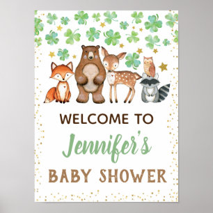 Póster Signo de bienvenida de Baby Shower Shamrock en el 