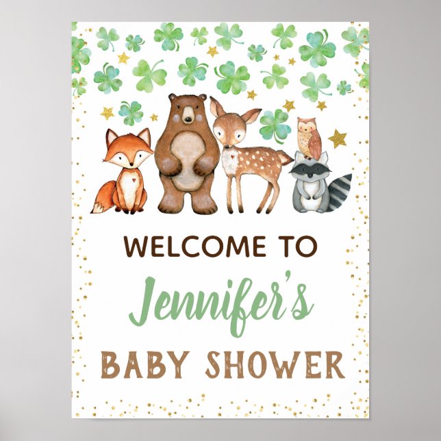 Póster Signo de bienvenida de Baby Shower Shamrock en el  (Frente)