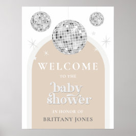 Póster Signo de bienvenida de Baby Shower Single Retro Di