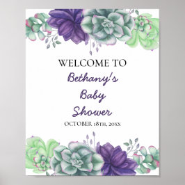 Póster Signo de bienvenida de Baby Shower - Sucultores de