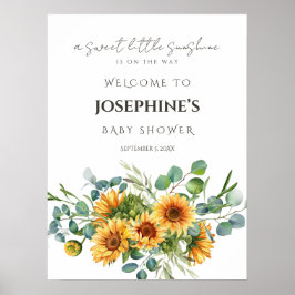 Póster Signo de bienvenida de Baby Shower Sunflower Fall