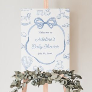 Póster Signo de bienvenida de Baby Shower Toile de Jouy B