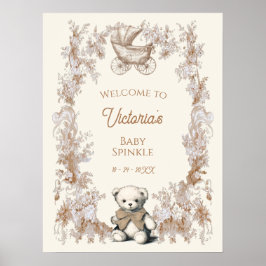 Póster Signo de bienvenida de Baby Shower Toile Floral Te