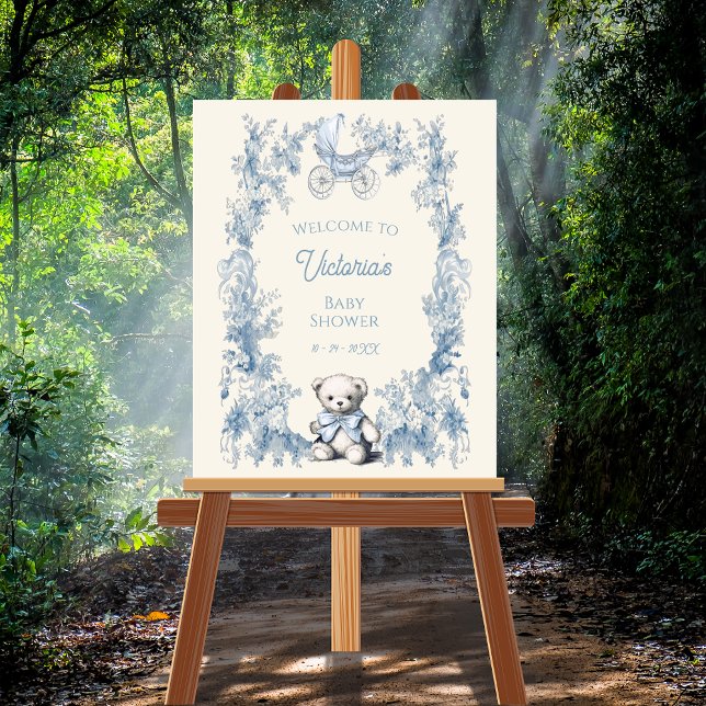 Póster Signo de bienvenida de Baby Shower Toile Floral Te (Subido por el creador)
