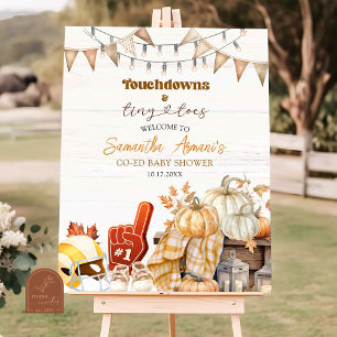 Póster Signo de bienvenida de Baby Shower Touchdown and T