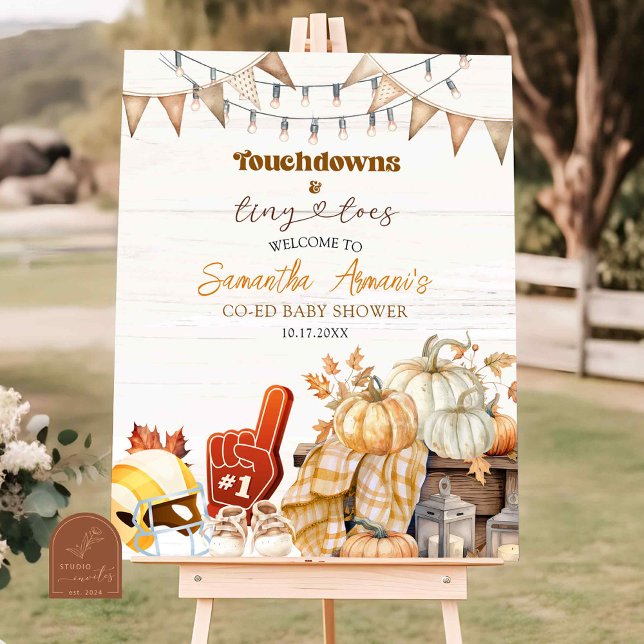 Póster Signo de bienvenida de Baby Shower Touchdown and T (Subido por el creador)