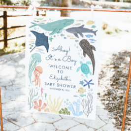 Póster Signo de bienvenida de Baby Shower Under Sea Boy