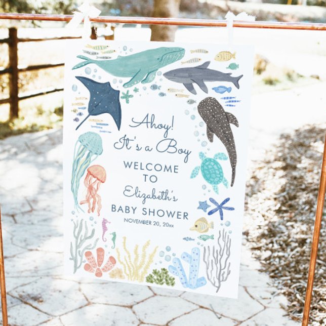 Póster Signo de bienvenida de Baby Shower Under Sea Boy (Subido por el creador)