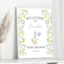 Signo de bienvenida de Baby Shower verde azul