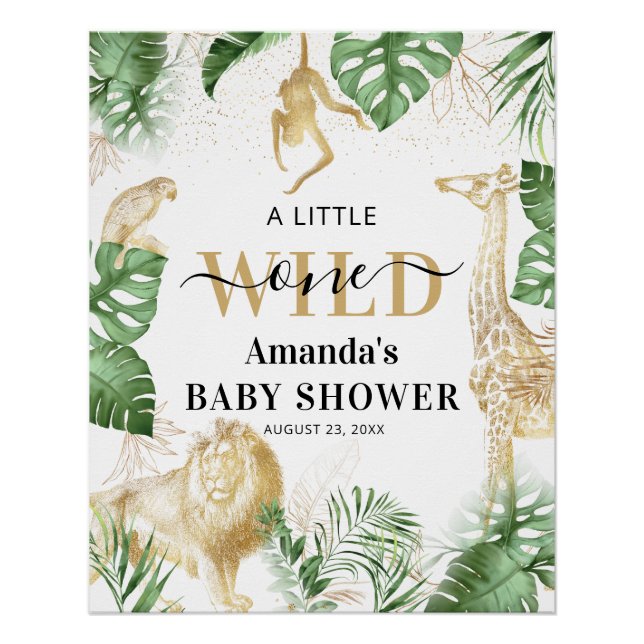 Póster Signo de bienvenida de Baby Shower Wild One Jungle (Anverso)