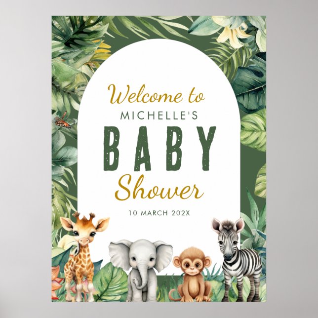 Póster Signo de bienvenida de Baby Shower Wild One Safari (Frente)
