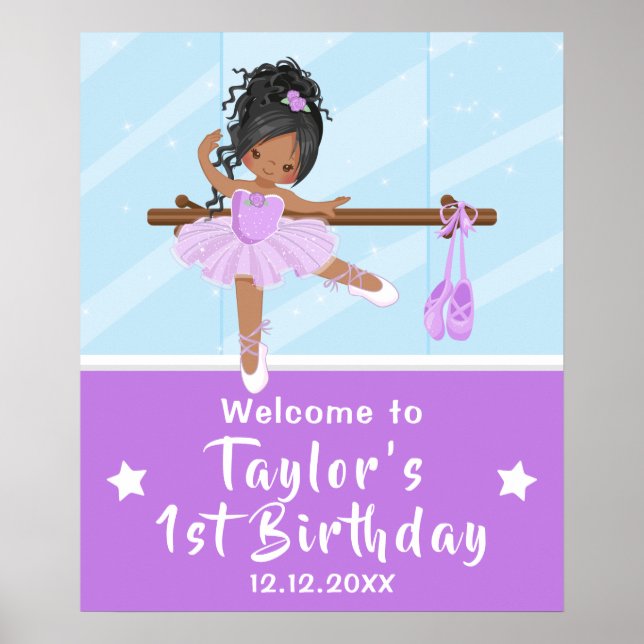 Póster Signo de bienvenida de ballet afroamericano morado (Frente)