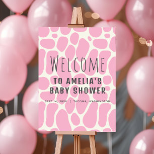 Póster Signo de bienvenida de bebé de Chica Cute Dinosaur