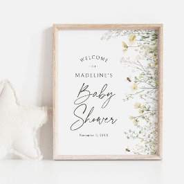 Póster Signo de bienvenida de Bee Wildflower Baby Shower
