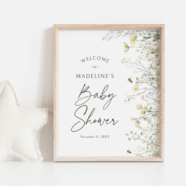 Póster Signo de bienvenida de Bee Wildflower Baby Shower (Subido por el creador)