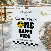 Signo de bienvenida de Black White Yellow One Happ