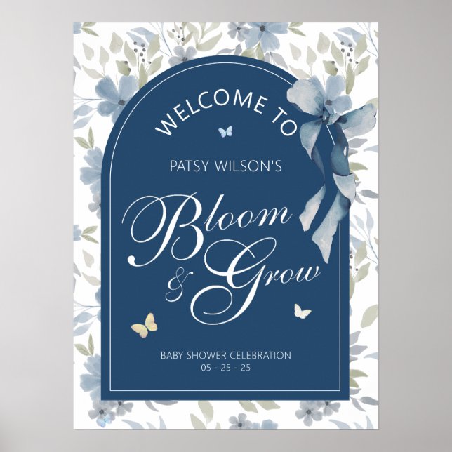 Póster Signo de bienvenida de Bloom y Groing Baby Shower (Frente)