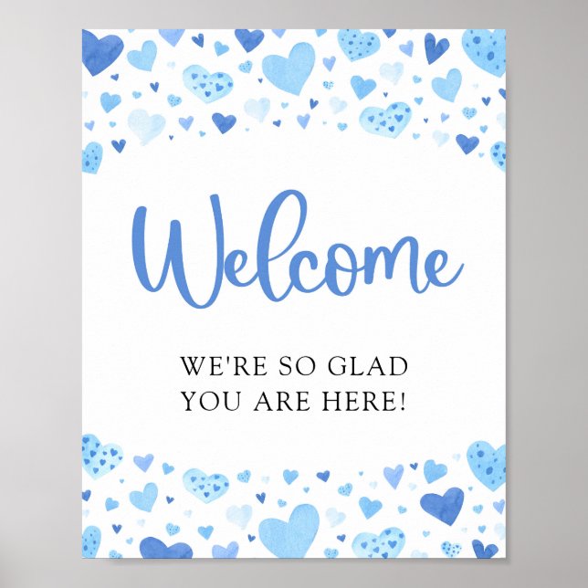 Póster Signo de bienvenida de Blue Hearts Valentine Baby  (Frente)