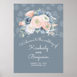 Póster Signo de bienvenida de Blue Peach y Dusty Rosa Bod