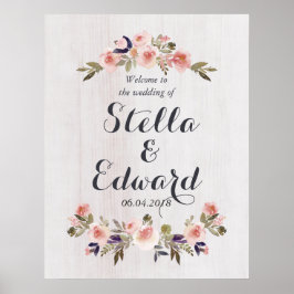 Póster signo de bienvenida de boda