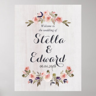 Póster signo de bienvenida de boda