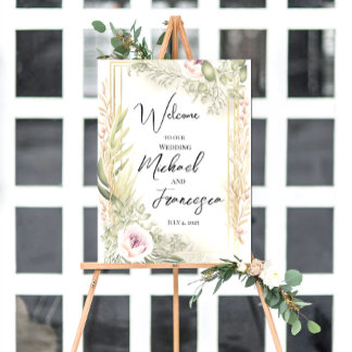 Póster signo de bienvenida de boda