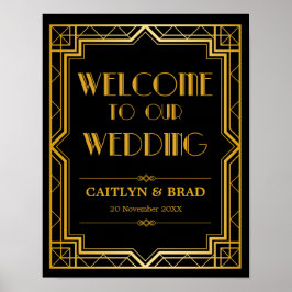 Póster Signo de bienvenida de boda | Art Deco
