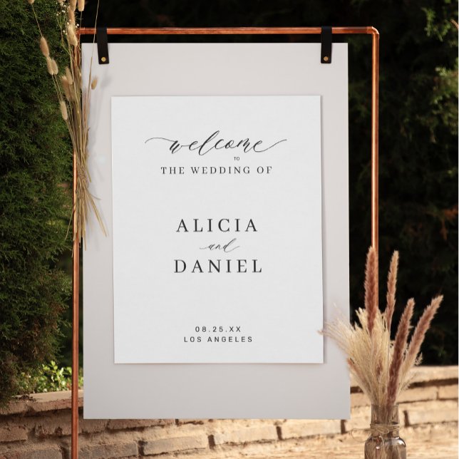 Póster Signo de bienvenida de boda blanco elegante de esc (Subido por el creador)