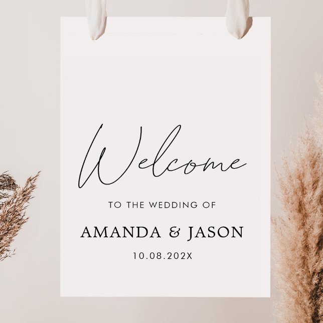 Póster Signo de bienvenida de Boda blanco negro simple mi (Subido por el creador)
