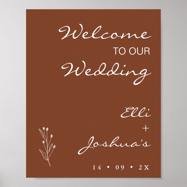 Póster Signo de bienvenida de Boda bohemio de Terracotta (Frente)