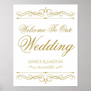 Póster Signo de bienvenida de boda Caligrafía de giro d