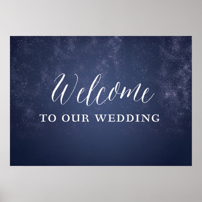 Póster Signo de bienvenida de Boda celeste nocturno de es (Frente)